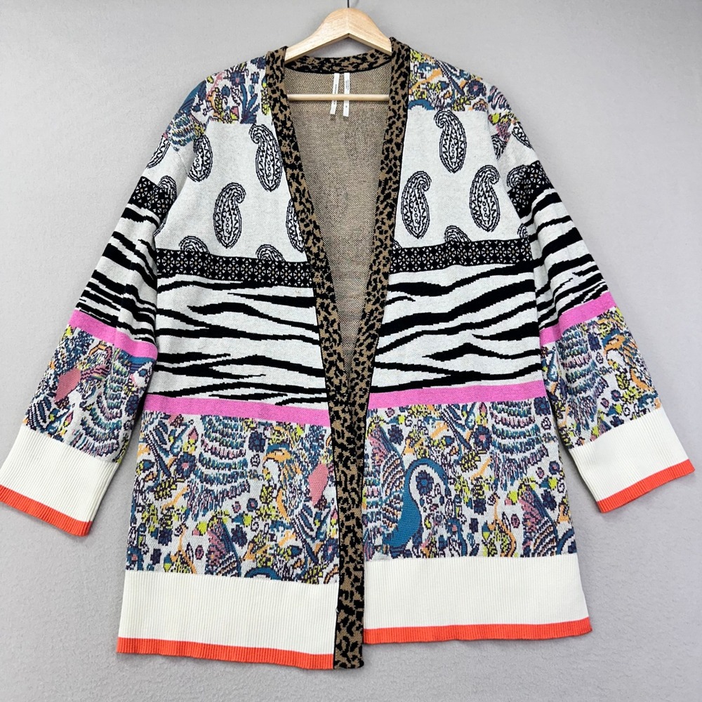 Anthropologie BRICOLAGE Cardigan Womens XS Animal Print Paisley Open Kimono - Picture 3 of 11